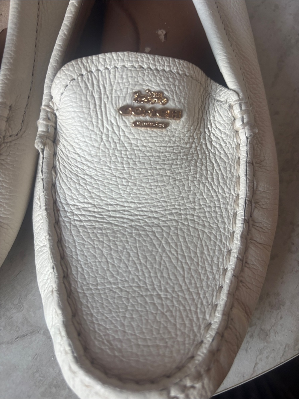 Women's Cream Leather Slip-On Loafers - Picture 5 of 12